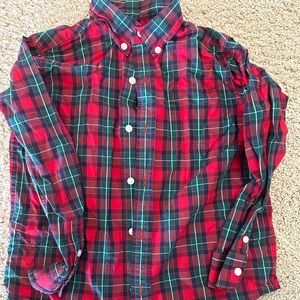 Janie and Jack Red and Green Plaid Button Down Shirt